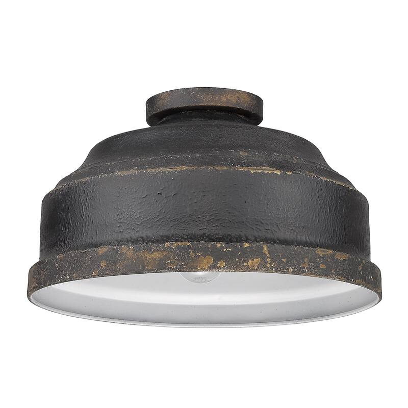 Golden Lighting Keating 3-light Flush Mount in Antique Black Iron - Antique Black Iron