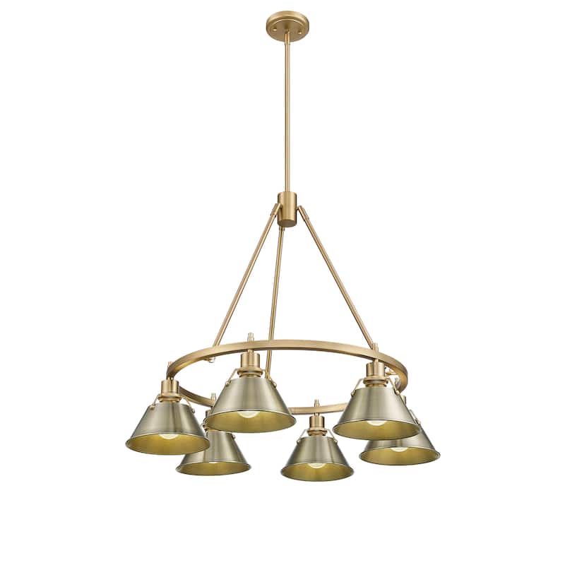 Orwell 6-Light Chandelier in Brushed Champagne Bronze with Aged Brass - Gold