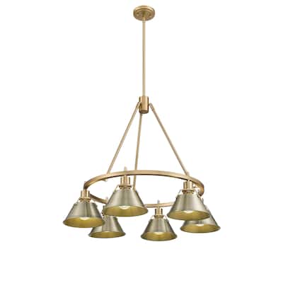 Orwell 6-Light Chandelier in Brushed Champagne Bronze with Aged Brass - Gold
