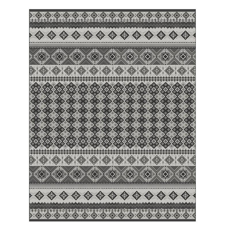 Tropea Darcy Indoor Outdoor Flatweave Area Rug Boho Geometric Polypropylene - 6'6"x9'6" - Black