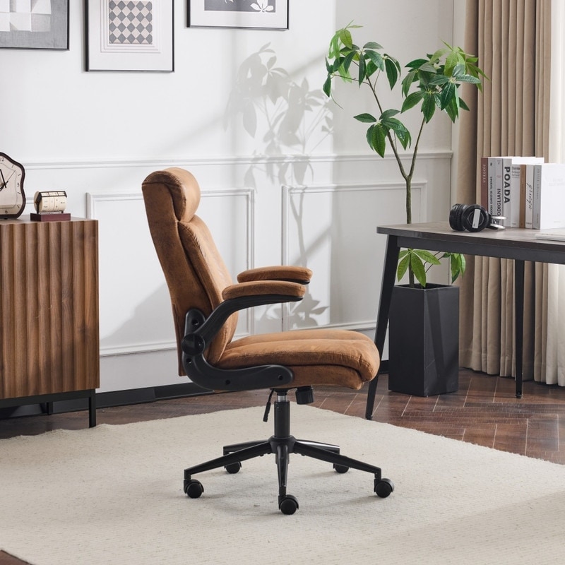28"W Mid-Back Swivel Office Chair Task Chair With Adjustable Arms