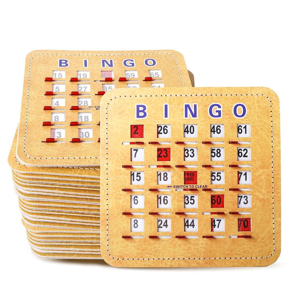 GSE™ Shutter Bingo Cards with Quick-Clear Slider. Reusable Fingertip Sliding Reset Bingo Cards