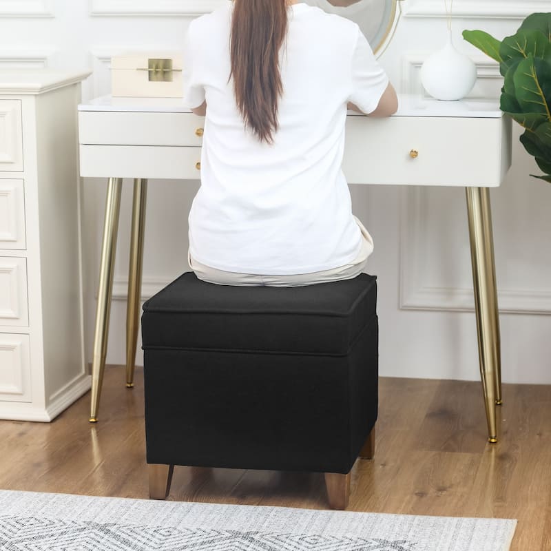 Adeco Square Storage Ottoman 17 inch Footstool