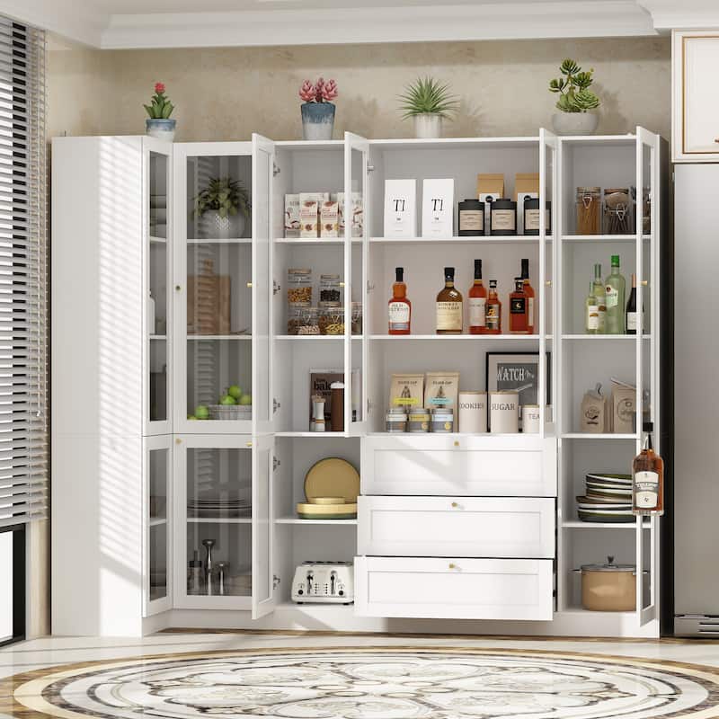 Modular Kitchen Utility Buffet,Large Cupboard Pantry Display Case