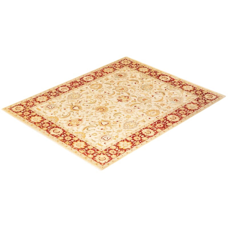 Overton Handknotted Wool Traditional Oriental Ivory Area Rug - 8' x 10'