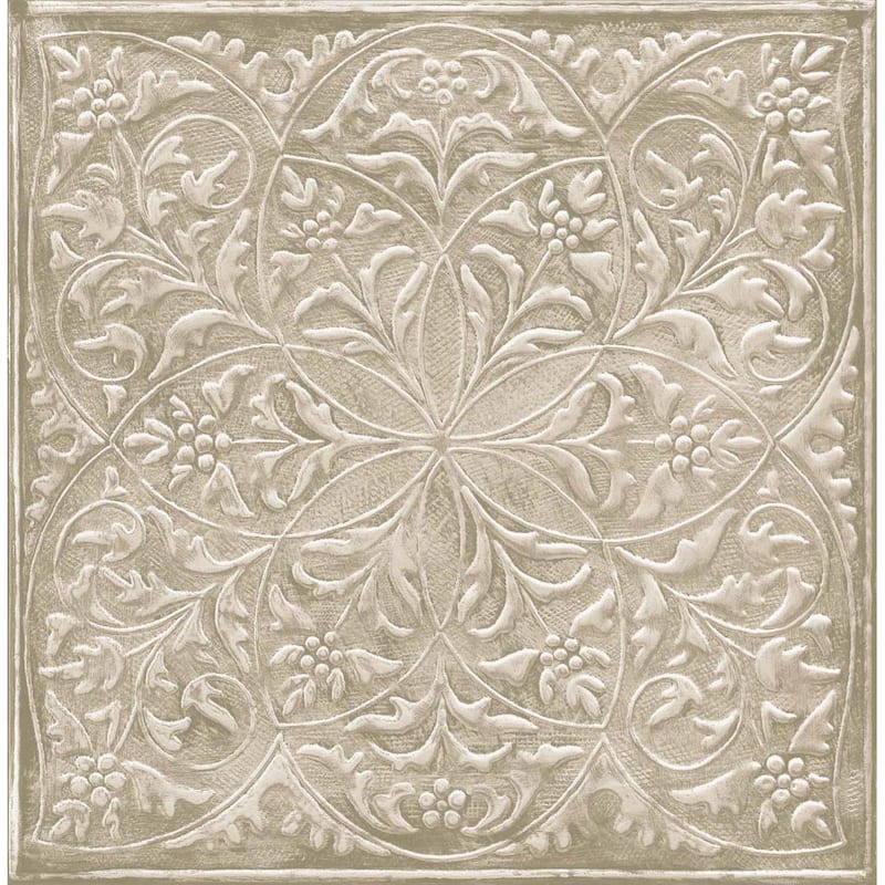 Seabrook Designs Tin Tile Geometric Unpasted Wallpaper - 20.5 in. W x 33 ft. L - Metallic Peanut