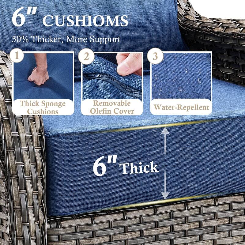 Arcadia 5-Piece Patio Conversation Set with 4 Swivel Glider Chairs and Wicker Fire Pit