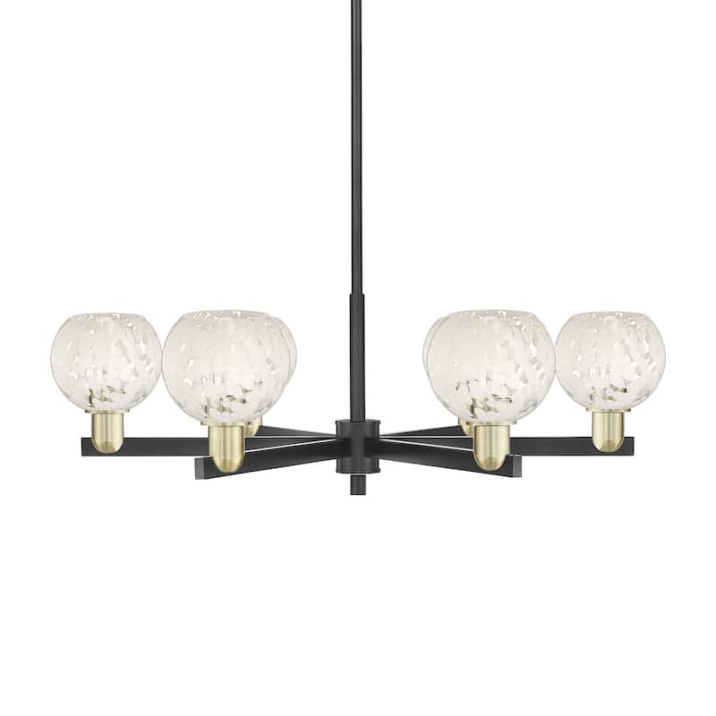 Innovations Lighting 716-6CR-10-36 White Mouchette Chandelier White - Black Antique Brass / White Mouchette