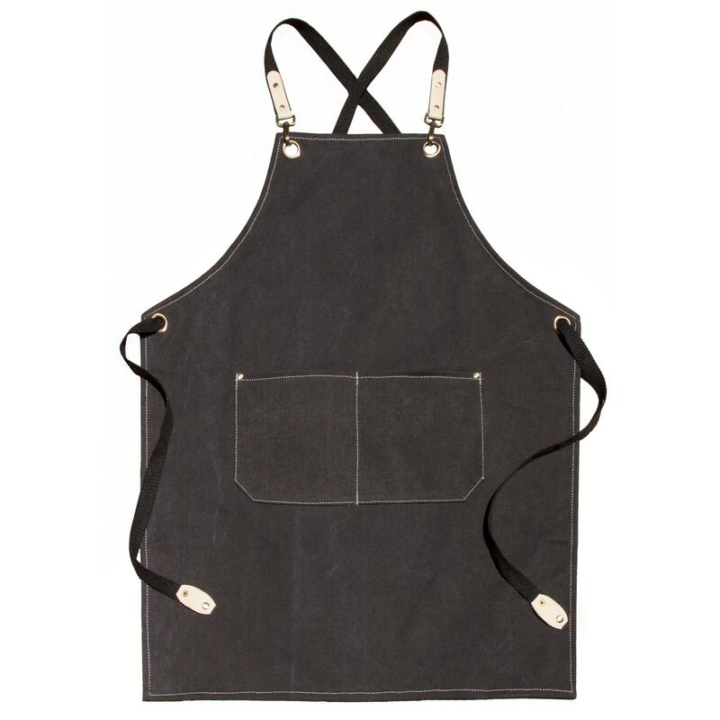 Canvas Apron for Crafting Woodwork Bartending Kitchen Grill BBQ - Black