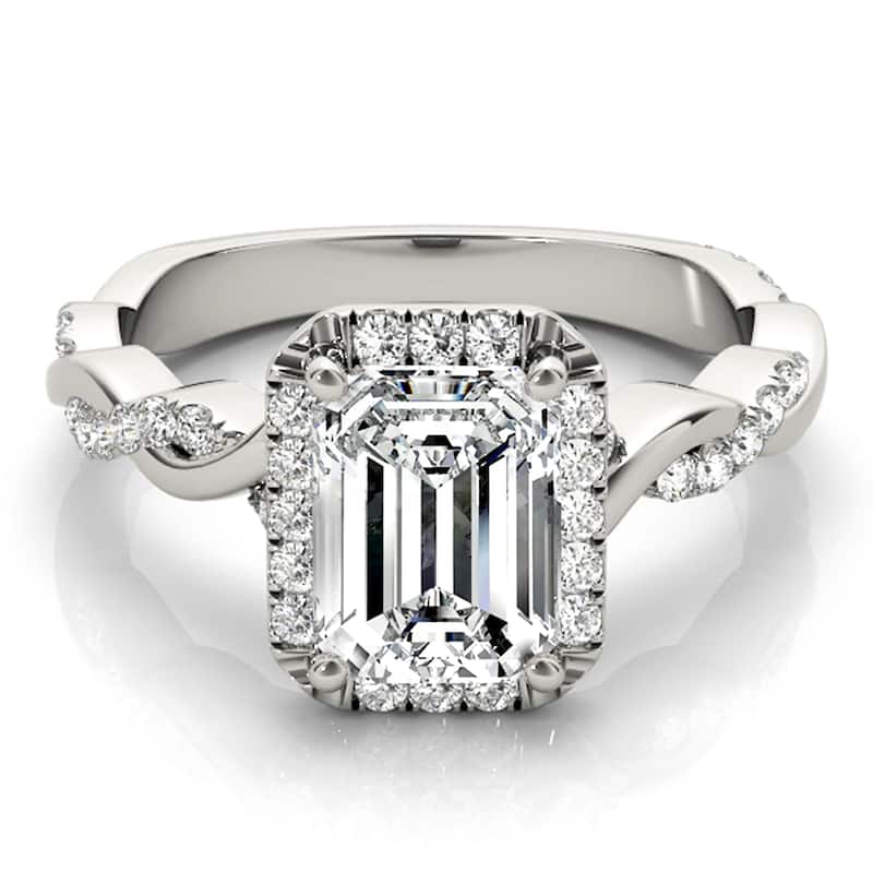 Auriya 14k White Gold Lab Grown Emerald Diamond Halo Engagement Ring 0.50 to 5.00 ct. tw. (F-G VS)
