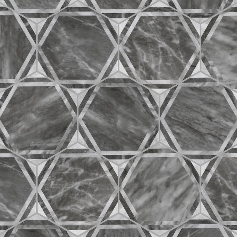 Merola Tile Classico Bardiglio Hex Dimension Dark 7" x 8" Porcelain Floor and Wall Tile