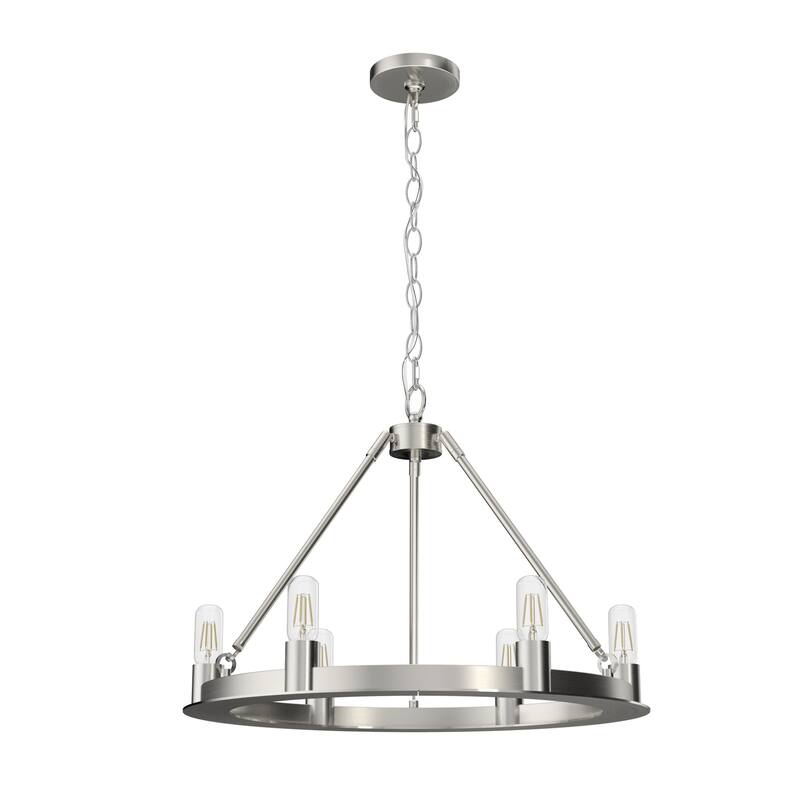 Hunter 18" Saddlewood 6-Light Chandelier, - Island, Entry, Dining Room - Wagon Wheel, Farmhouse, Industrial