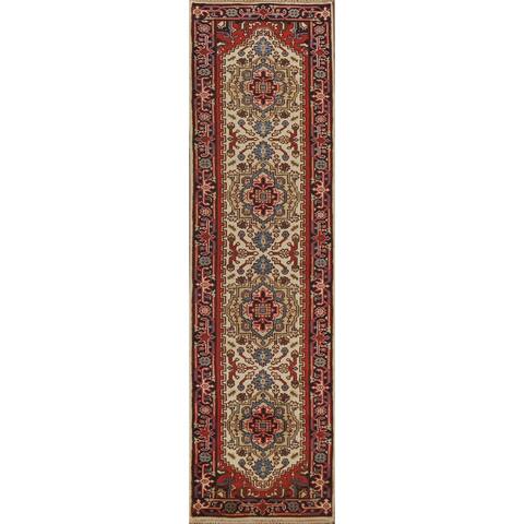 Geometric Heriz Serapi Wool Runner Rug Hand-knotted Carpet - 2'7" x 9'10"