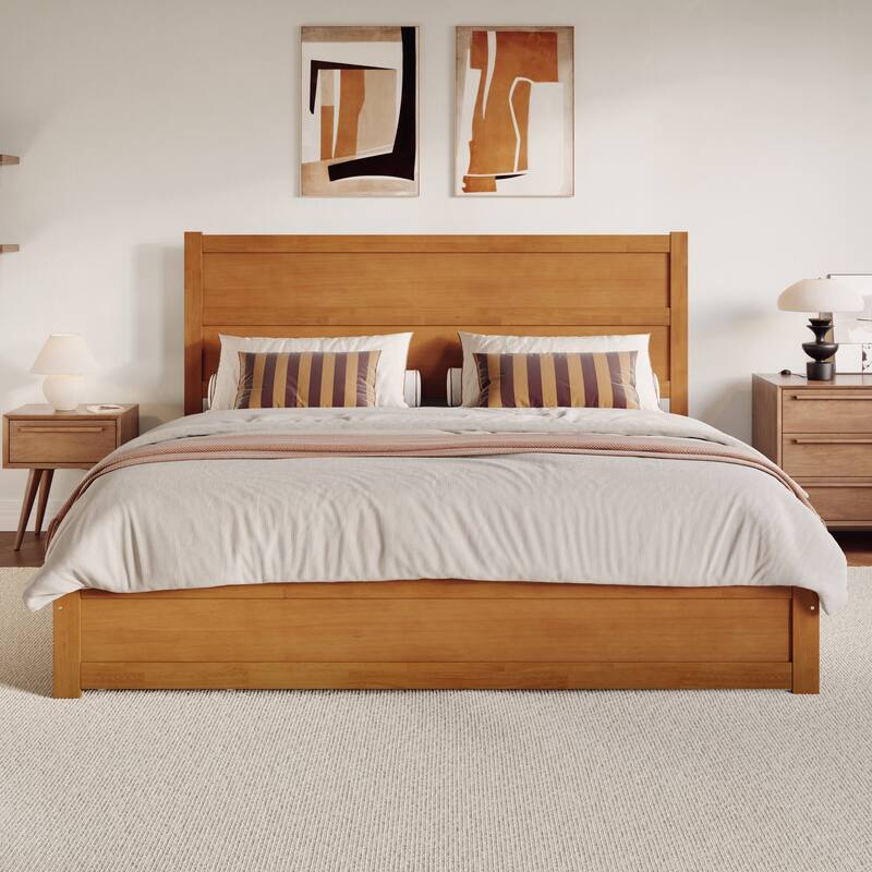 Aveline Wood Platform Bed with Matching Footboard & Storage Drawers