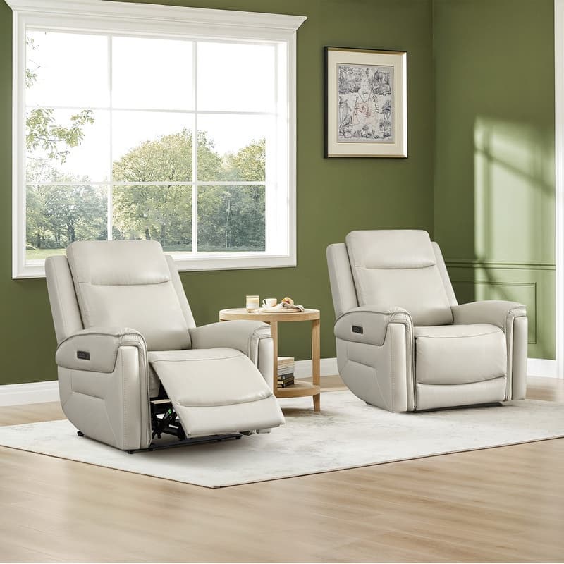 Spruce & Spring Dual Motors Genuine Leather Zero Gravity Recliner with Power Headrest