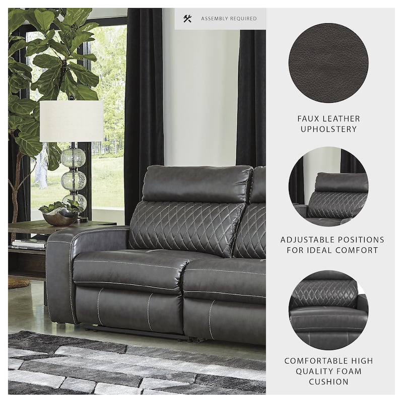 Signature Design by Ashley Samperstone Black 2-Piece Power Reclining Sectional Loveseat - 82"W x 38"D x 41"H
