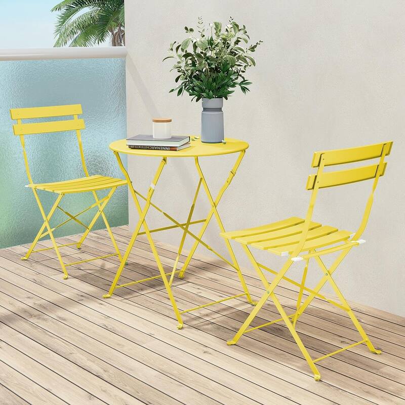 3 Piece Foldable Patio Set, Bistro Set, Outdoor Table and Chairs