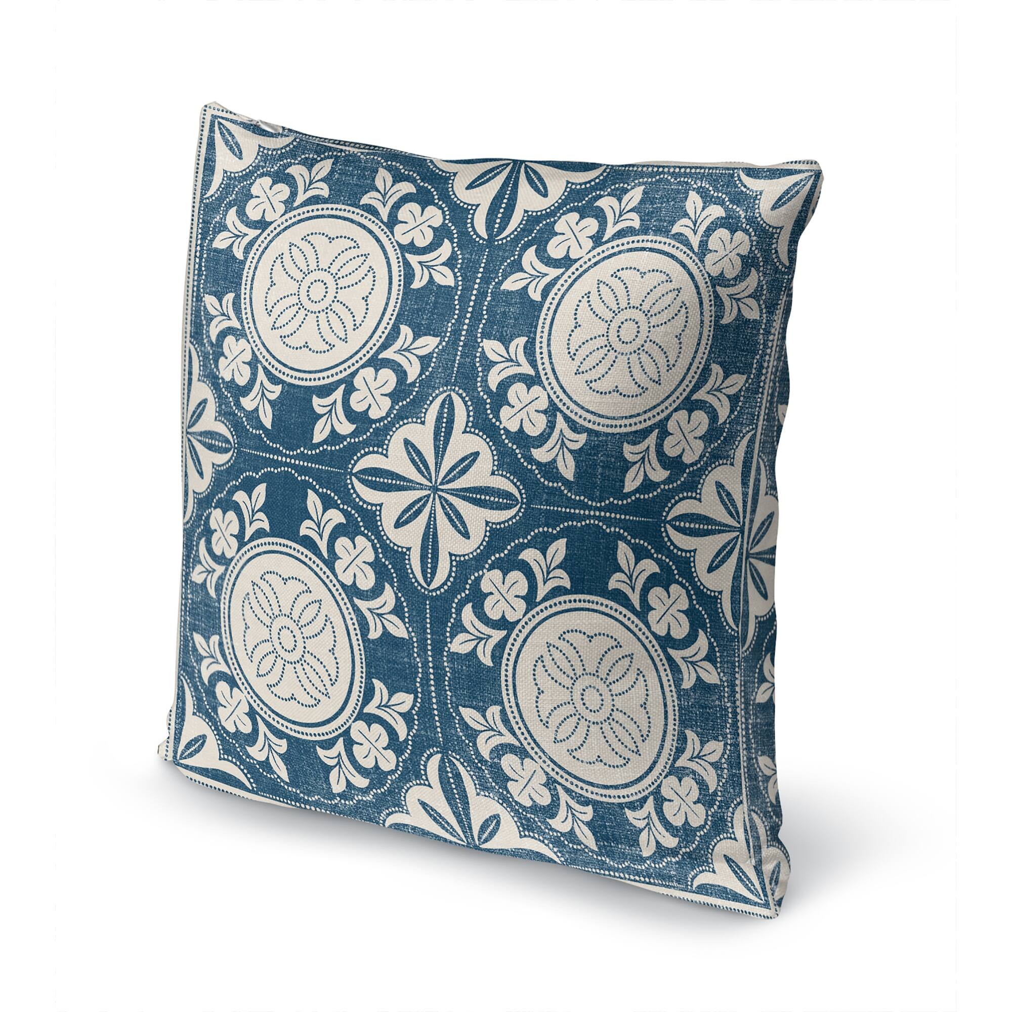 FLORHAM TILE INDIGO REVERSED Accent Pillow by Kavka Designs Bed Bath