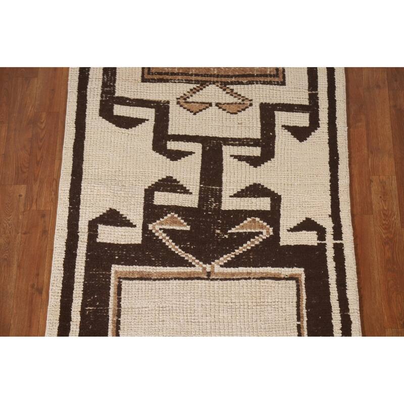 Vegetable Dye Anatolian Turkish Runner Rug Handmade Wool Carpet - 3'1"x 12'2"