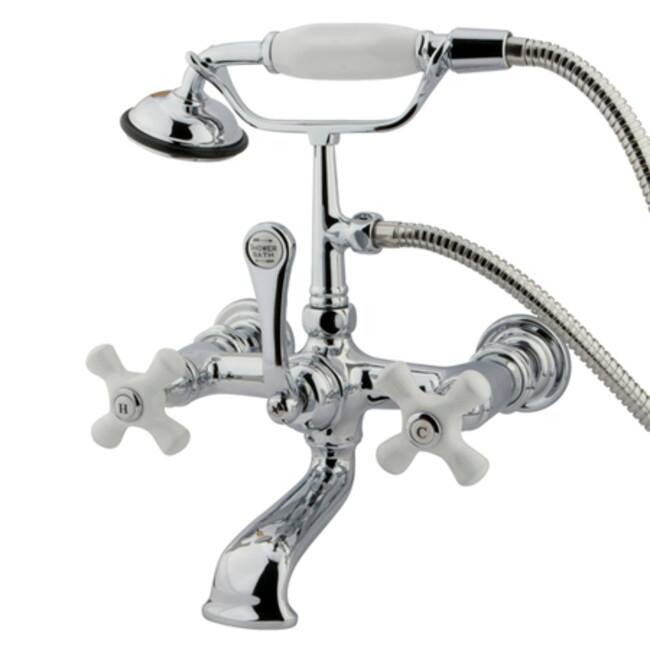 Elements Of Design Triple Handle Wall Mounted Clawfoot Tub Filler with - Chrome - Chrome
