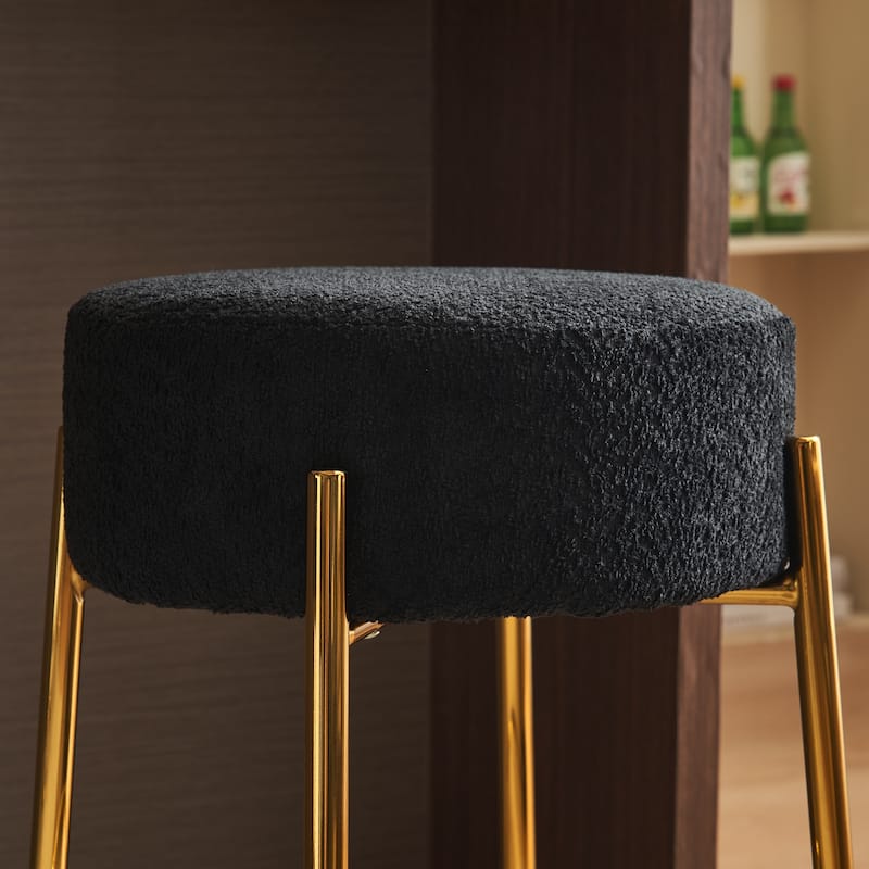 Set of 2 Contemporary Round Upholstered Dining Stools, Bar Stools