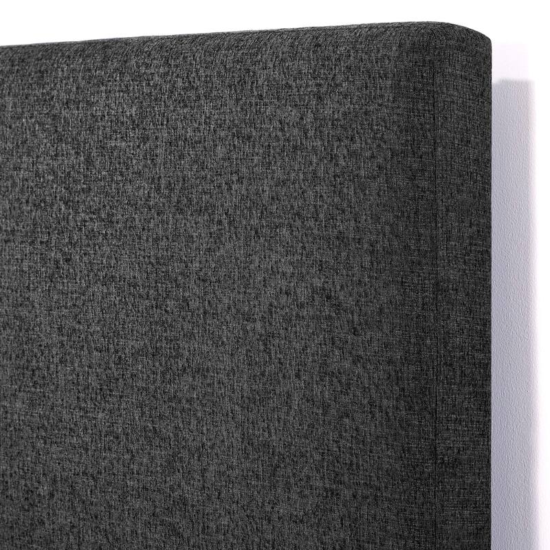 Charcoal Grey Upholstered King Size Platform Bed with Padded Headboard