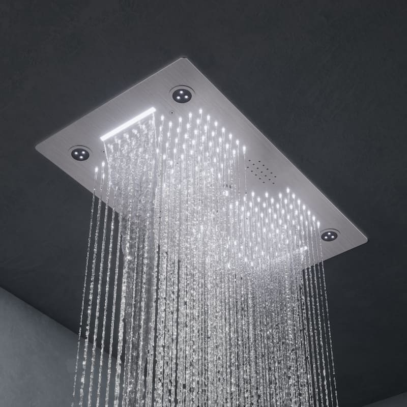 GRANDJOY LED Shower System 28" Luxury Shower Head with 6 Body Jets