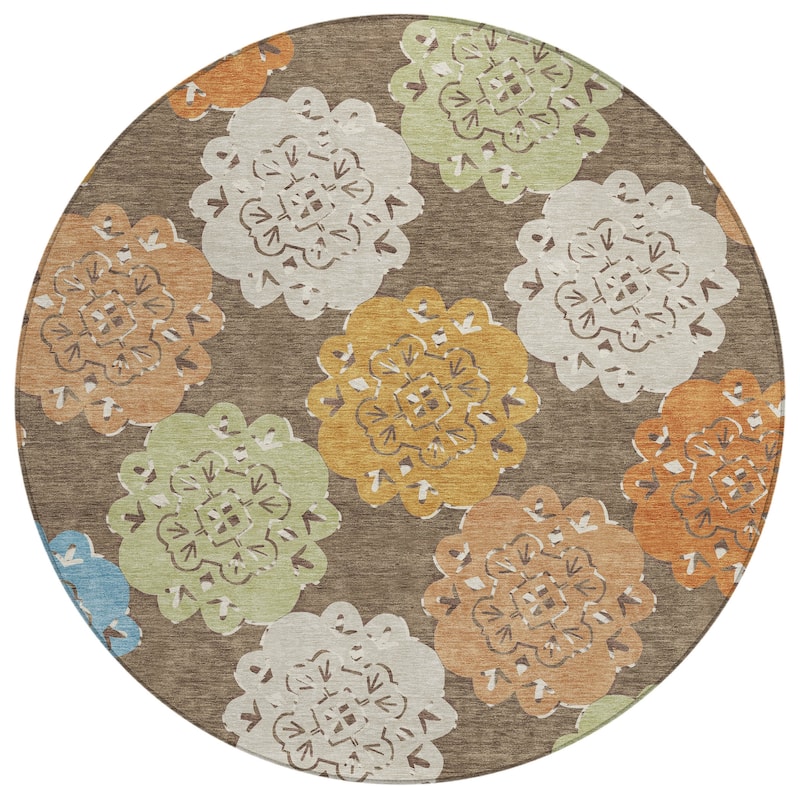 Machine Washable Indoor/ Outdoor Global Motif Chantille Rug