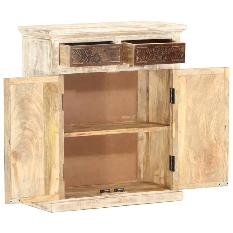 vidaXL Sideboard White 25.6"x11.8"x29.5" Solid Mango Wood