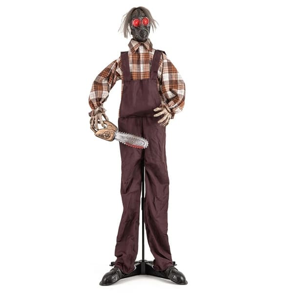 slide 2 of 6, 5.7 FT Halloween Animatronic Chainsaw Man w/ Sound &Control Button Multi