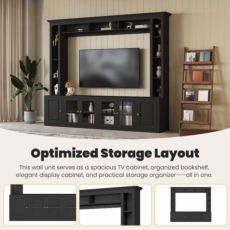 4-Piece Modern Entertainment Center Wall Unit with Bookshelves - All-in-1 Large TV Stand for TVs Up to 80"