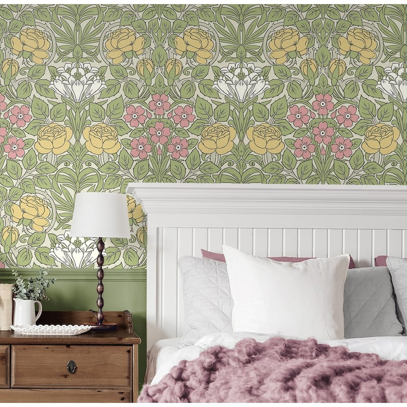 NextWall Vintage Rose Peel and Stick Wallpaper