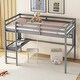 preview thumbnail 3 of 11, Grey Twin Size Wood Loft Bed with Desk, Shelves, and Guardrail
