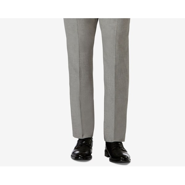 Haggar Men's Slim Fit 4 Way Stretch Flat Front Dress Pants Gray Size ...