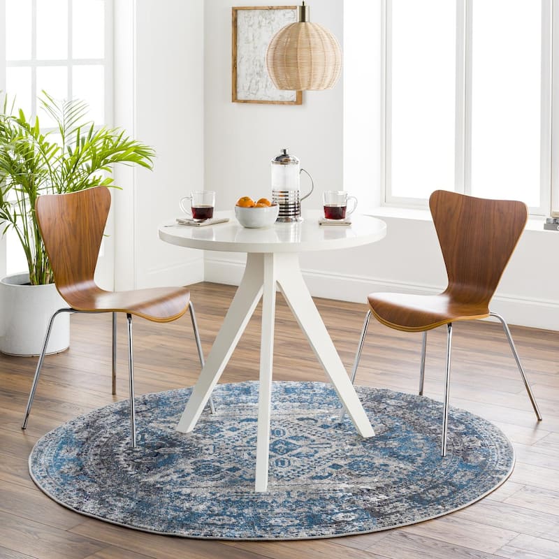 Livabliss Monte Carlo Updated Traditional Medallion Area Rug - Light Grey - Round - 5' 3" x 5' 3"