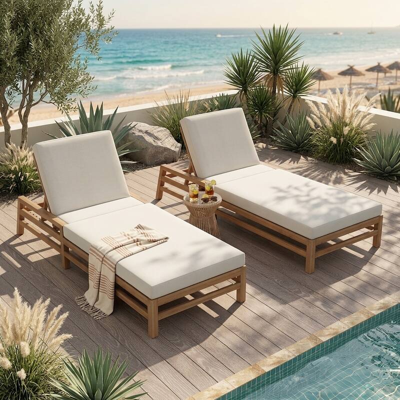 5-Position Adjustable Outdoor Chaise Lounge with Plush Cushions by Leisure Zone