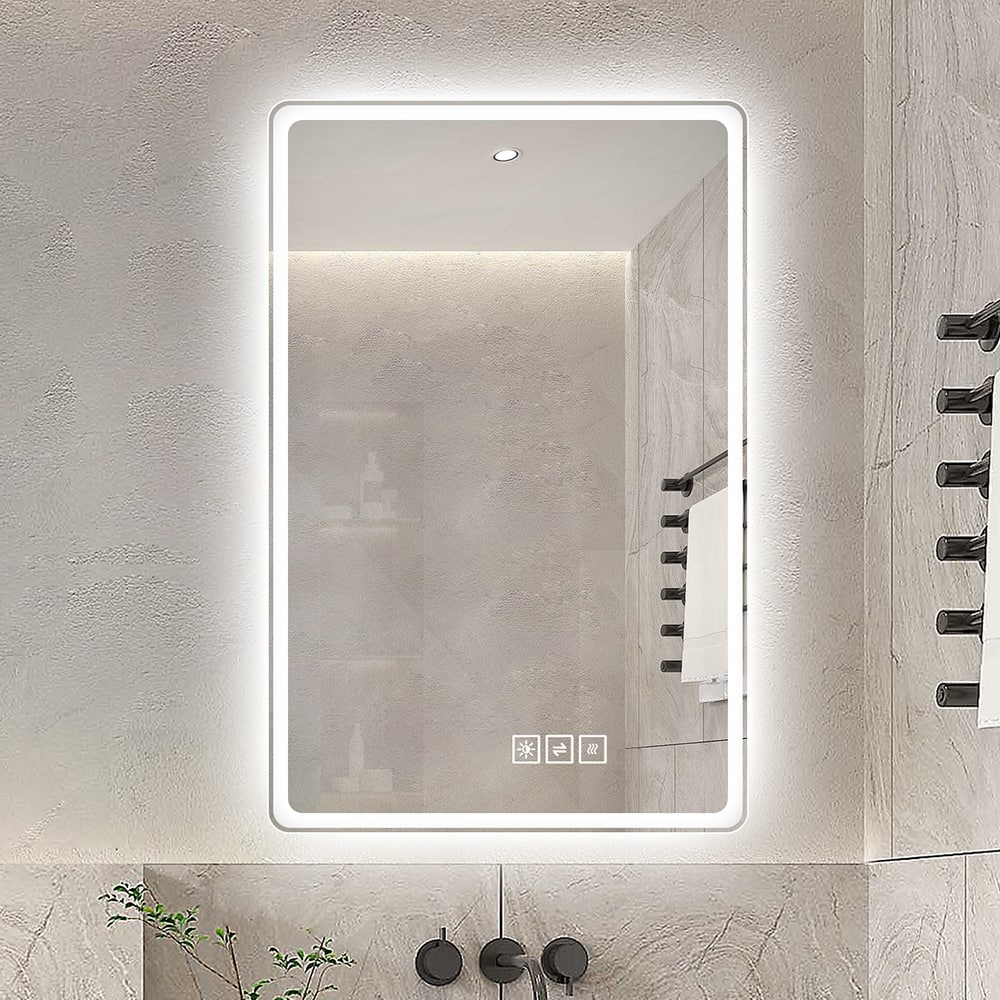48*32 inch Bathroom Mirror with Led Lights,Anti-Fog Lighted Vanity Mirrors,3 Colors and 5 level Dimmable,Horizontal/Vertical