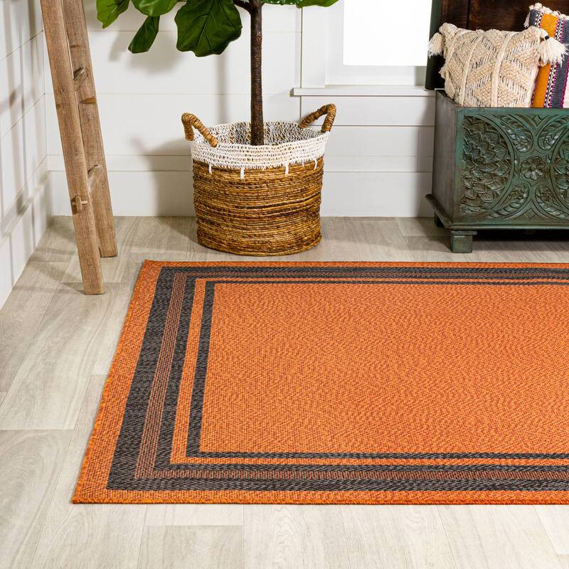 JONATHAN Y Haynes Modern Border Stripe Indoor/Outdoor Area Rug