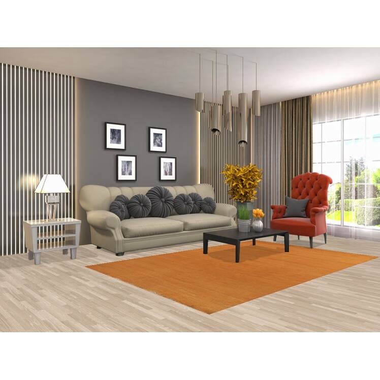 Orange Yellow Modern Gabbeh Oriental Area Rug Hand-Knotted Wool Carpet - 5'3" x 8'1"