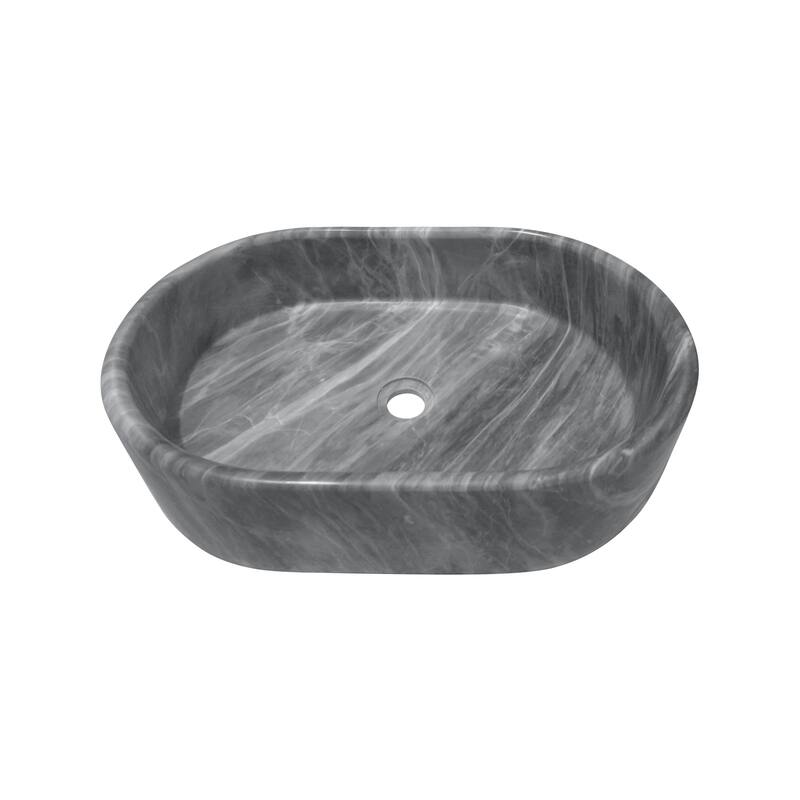 Roomfitters Marble Bathroom Vessel Sink, Natural Stone Countertop Wash Basin, Polished Oval Vanity Sink
