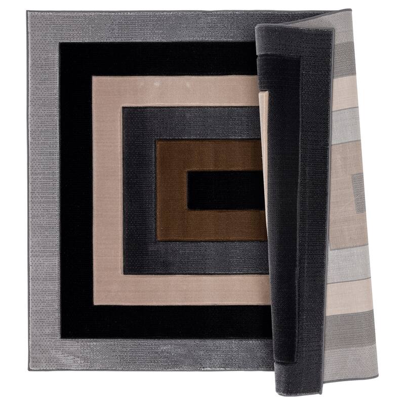 Orelsi Collection Grey/Brown Polypropylene Area Rug
