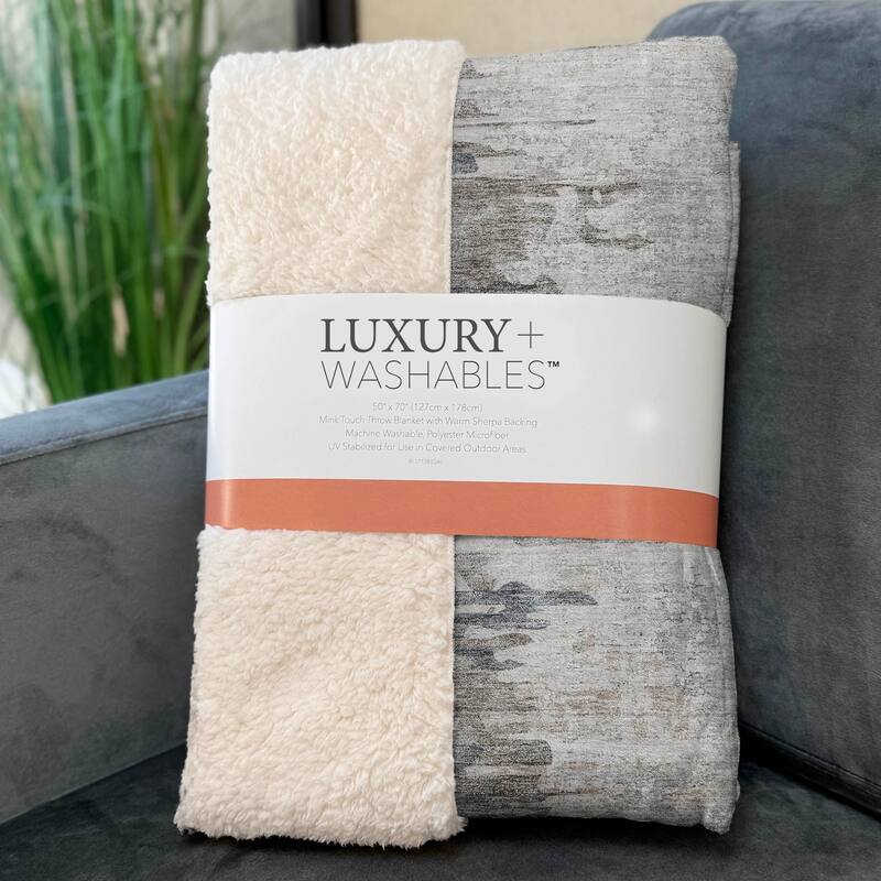 Premium Machine Washable Abstract Contemporary Sherpa Throw Blanket
