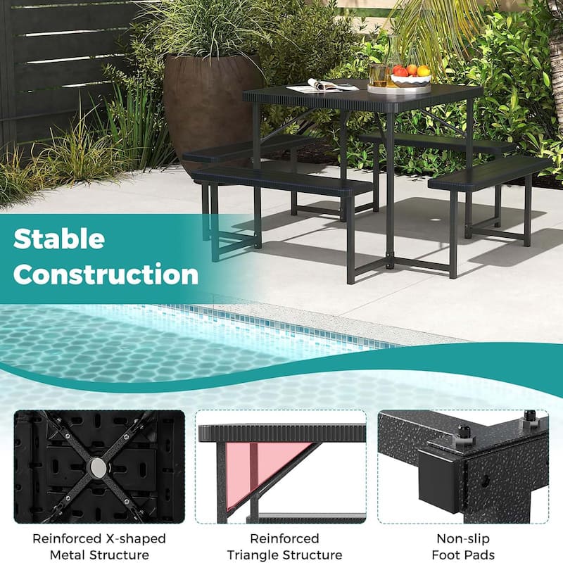 Outdoor Picnic Table HDPE Picnic Camping Table Set for 4-8 Person