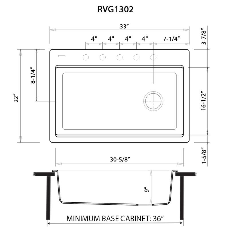 33 in Granite Workstation Matte Black Drop-in Kitchen Sink