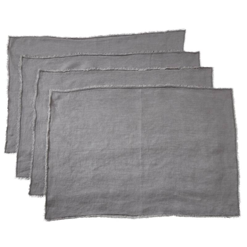 Fringed Design Stone Washed Linen Napkins or Placements (Set of 4)