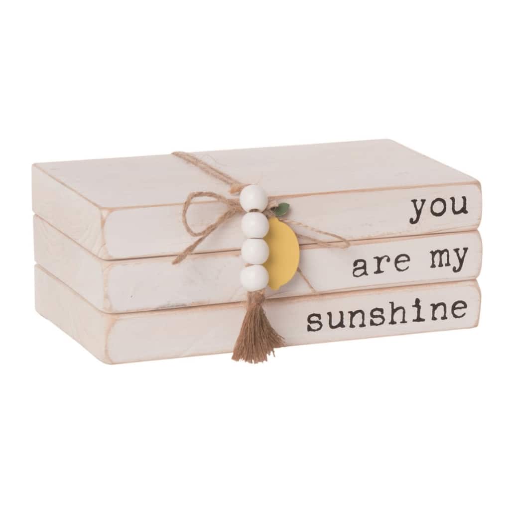 Transpac Wood 7.88" White Spring My Sunshine Faux Lemon Book Stack