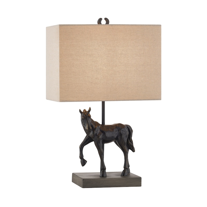 20.25"H Bronze Resin Horse Table Lamp With Shade - 12" x 7" x 20.25"