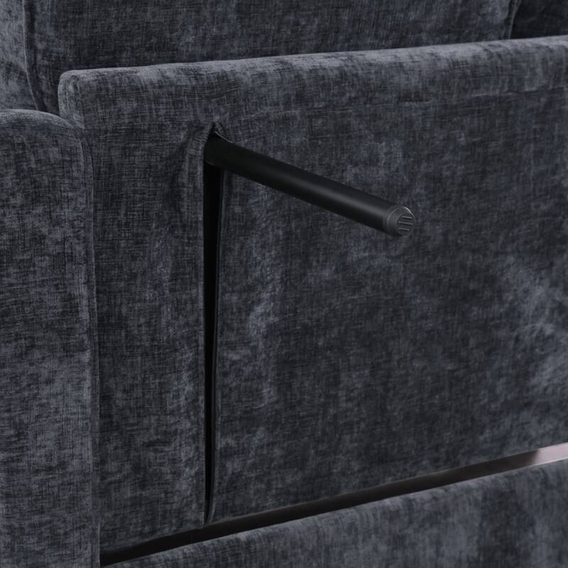 Roomfitters Two-Seater Sofa Chaise with Storage Ottoman, Irregular Armrests and Backrest, Upholstered Sofa with Pillows