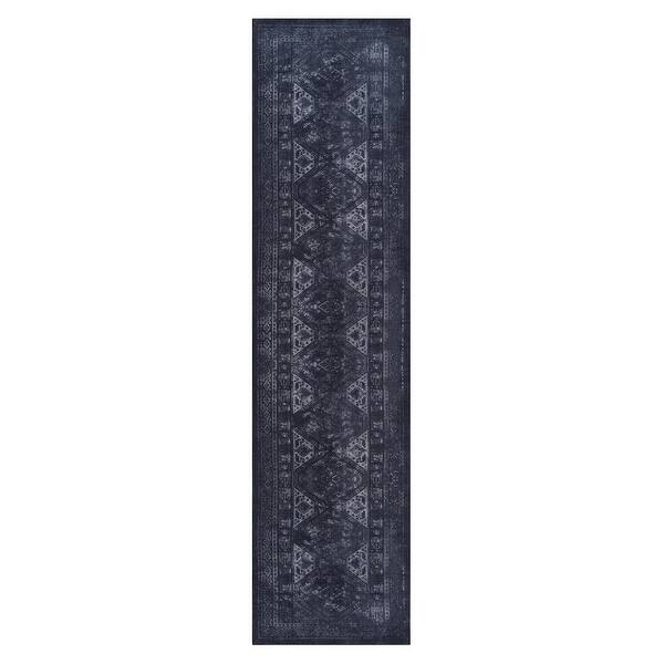 slide 2 of 7, LOOM & LUXE Black/Gray 2'6''x10' Runner Area Rugs - 120" D x 30" W x 0.14" H