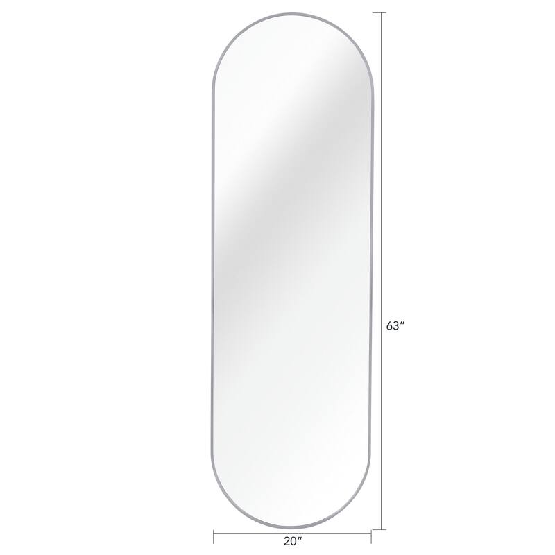 Silver 63 X 20in Pill Shaped Full Lenghth Mirror Or Bathroom Mirror